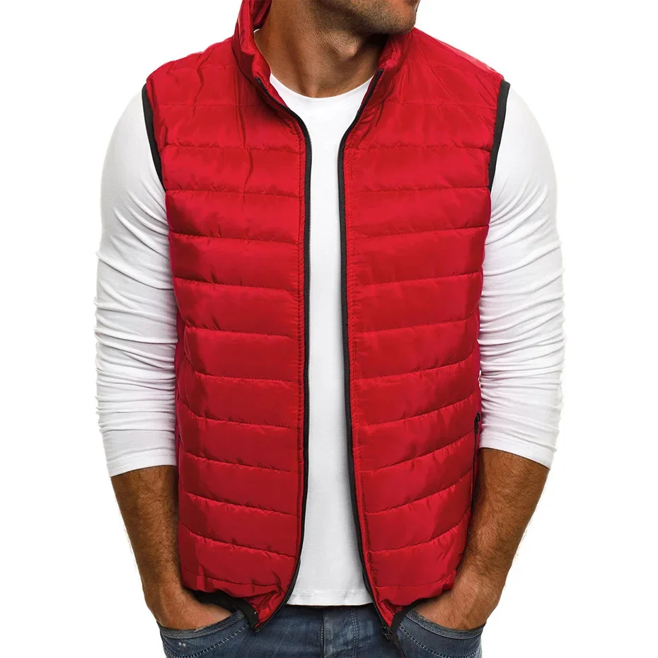 

Aiwetin Men' Sleeveless Vest Jackets Winter Fashion Male Cotton-Padded Vest Coats Men Stand Collar Warm Waistcoats Clothing 5XL