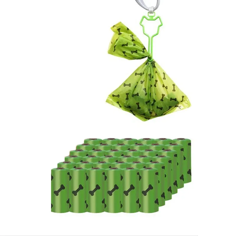 Bolsas degradables para caca de perro y gato, bolsa de basura de repuesto para limpieza de casa al aire libre, accesorios para perros, bolsas gruesas, 5 rollos, 10 rollos