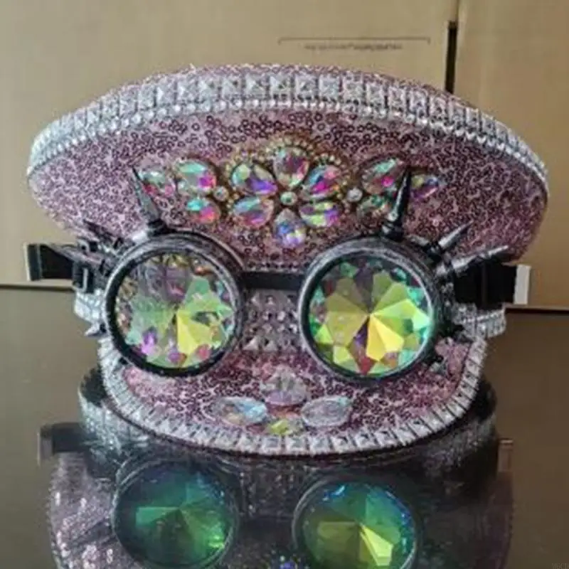 M6CD التألق الترتر قبعة الرقص حفلة الراين قبعة المرأة ليلة نادي البحرية قبعة الكبار مرحلة العروض الدعائم قبعة