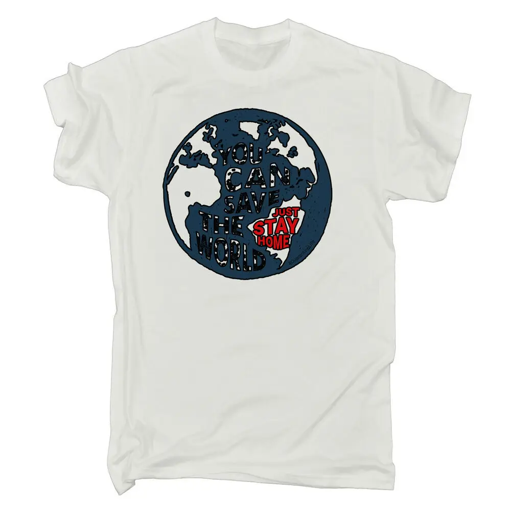 Мужская забавная футболка «Спасите мир, оставаясь дома, карантин», футболки, футболки, высококачественные футболки из 100% хлопка с короткими рукавами