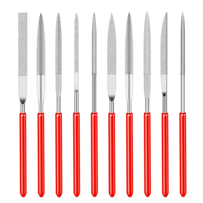 

10pcs Diamond Files for Metal Jeweler Stone Polishing Wood Carving Craft Double-cut Plating Needle File Set 3x140mm Hand Tools