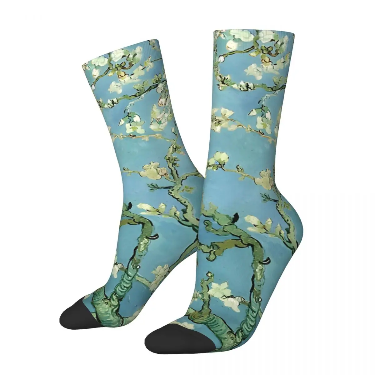 Crazy-calcetines de compresión con estampado de Van Gogh Almond Tree para hombre, calcetín informal de estilo Hip Hop, Harajuku, Van Gogh, patrón de calidad feliz