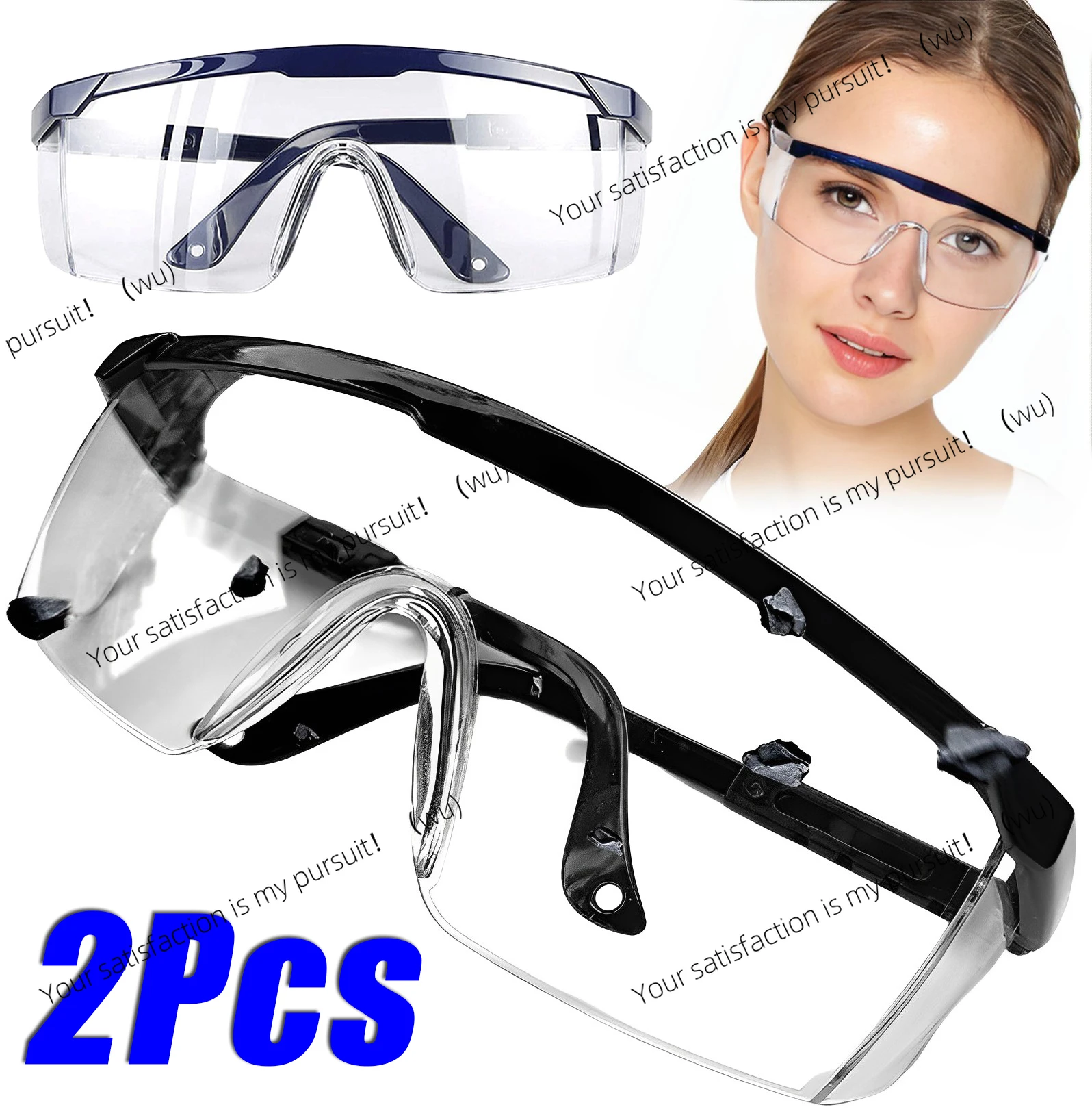 2 pieces of anti-splash work safety glasses, laboratory goggles, industrial protection