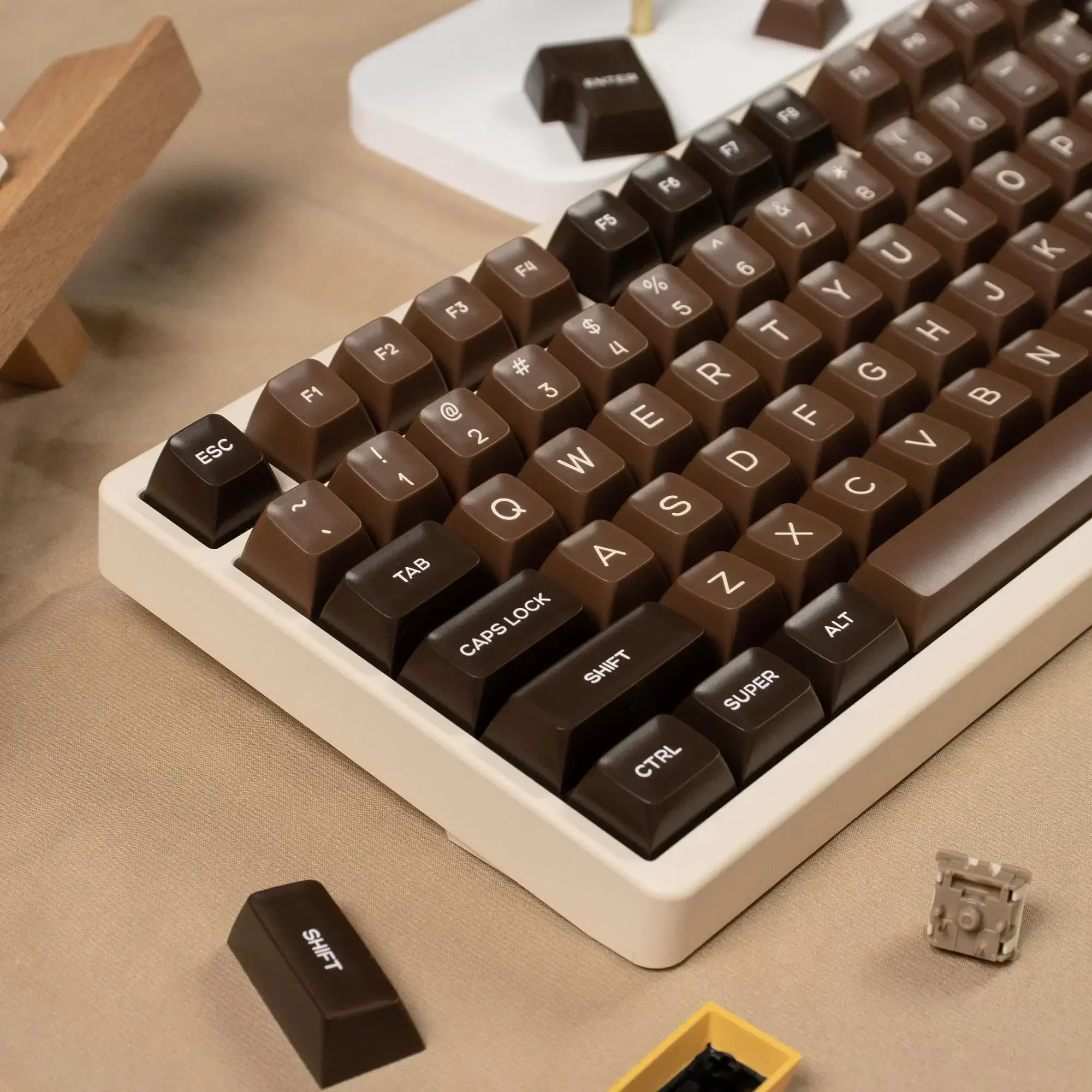 SA chocolate keycaps full set of ABS two-color adaptable magnetic axis mechanical keyboard 161 keys