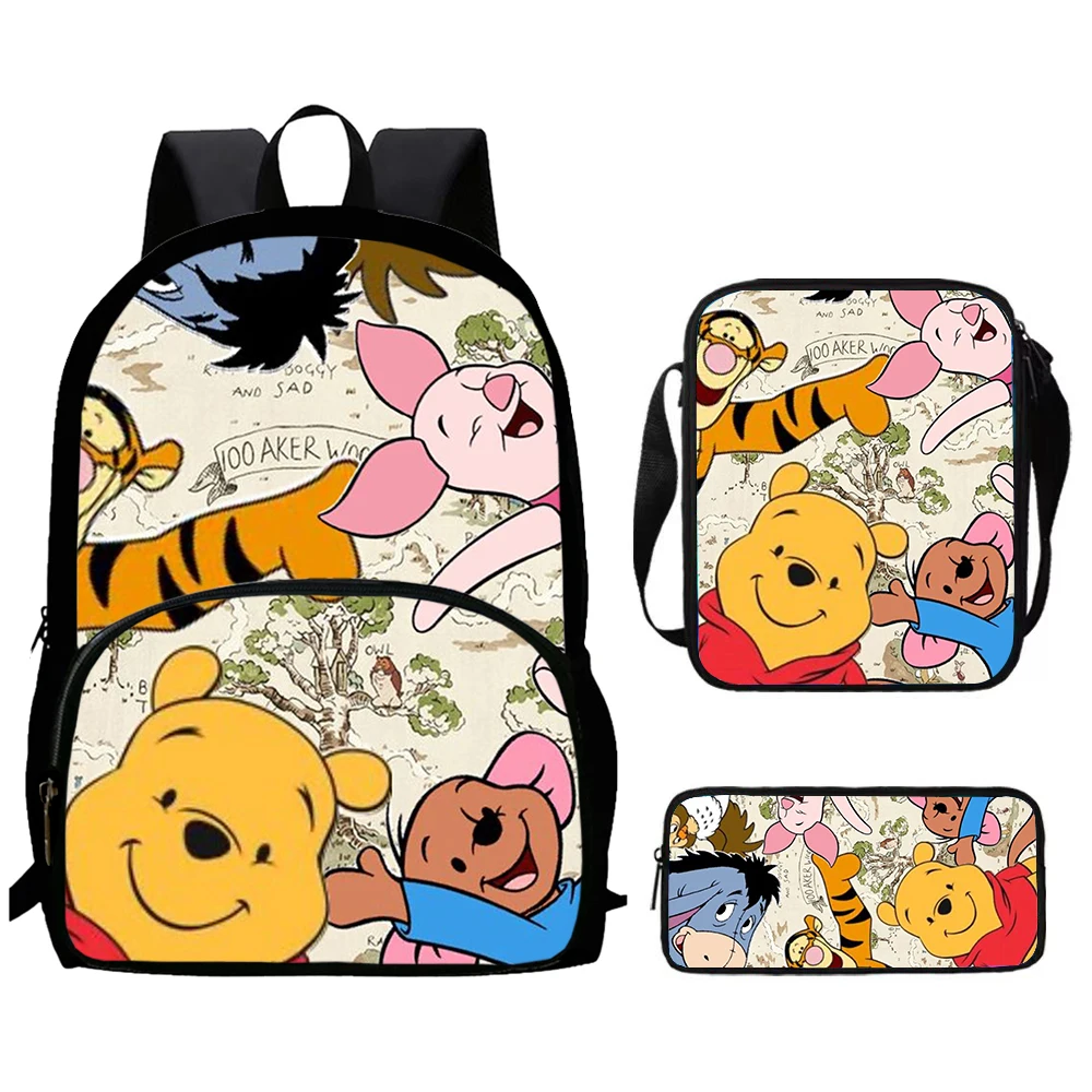 

Child School Backpack with Front Pocket,Shoulder Bags,Pencil Bags for Aged 5-10,Cartoon Winnie the Pooh School Bags for Boy Girl