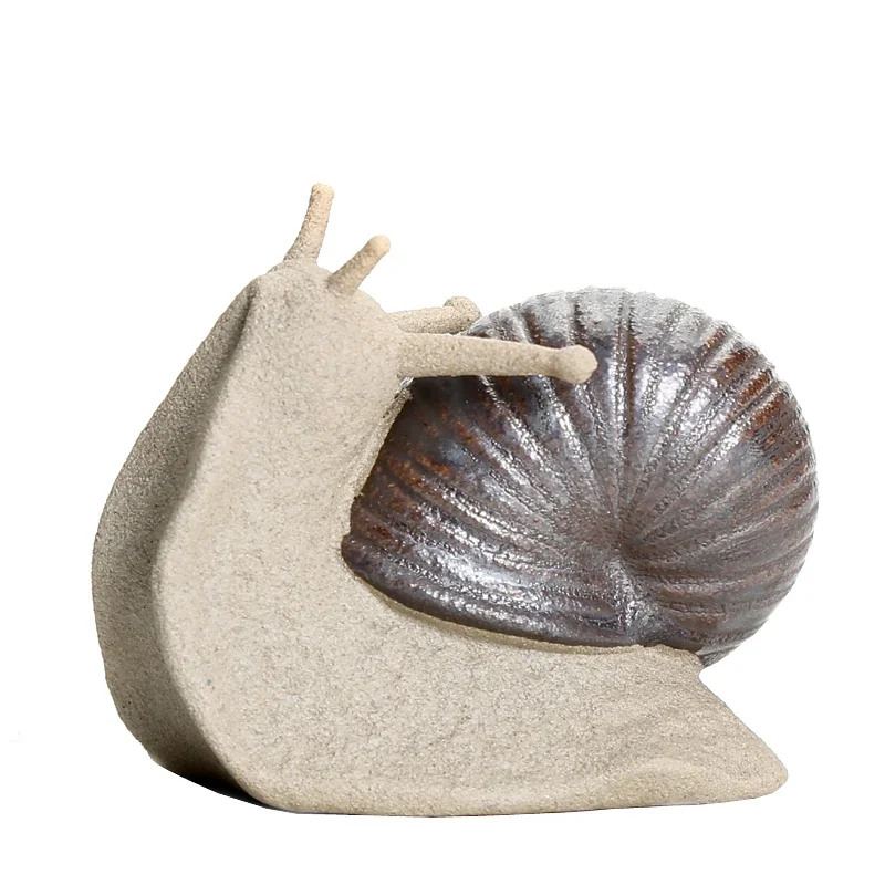 Ceramic Small Snail Ornaments Bonsai Micro Landscape Home Decoration Accessories for Living Room Tea Pets Desk