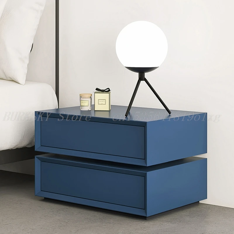 Frosted Matte Paint Bedside Table, Bedside Table, Bedroom Furniture, Rotatable Side Cabinet, Storage Box for Living Room