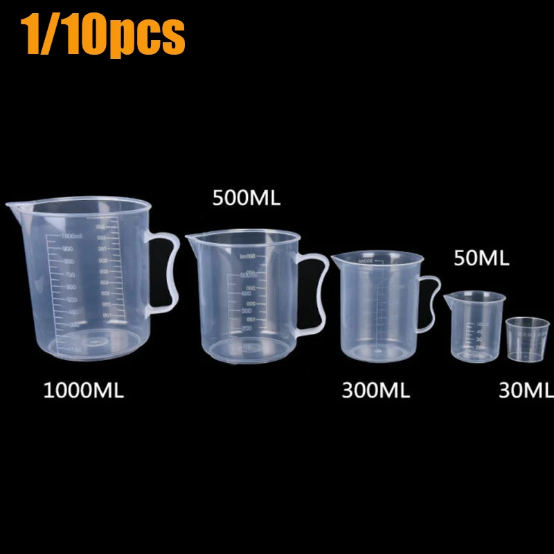 1/10 pcs 30-1000 ml Plastic Graduated Measuring Cup Liquid Container Epoxy Resin Silicone Making Tool Transparent Mixing Cup