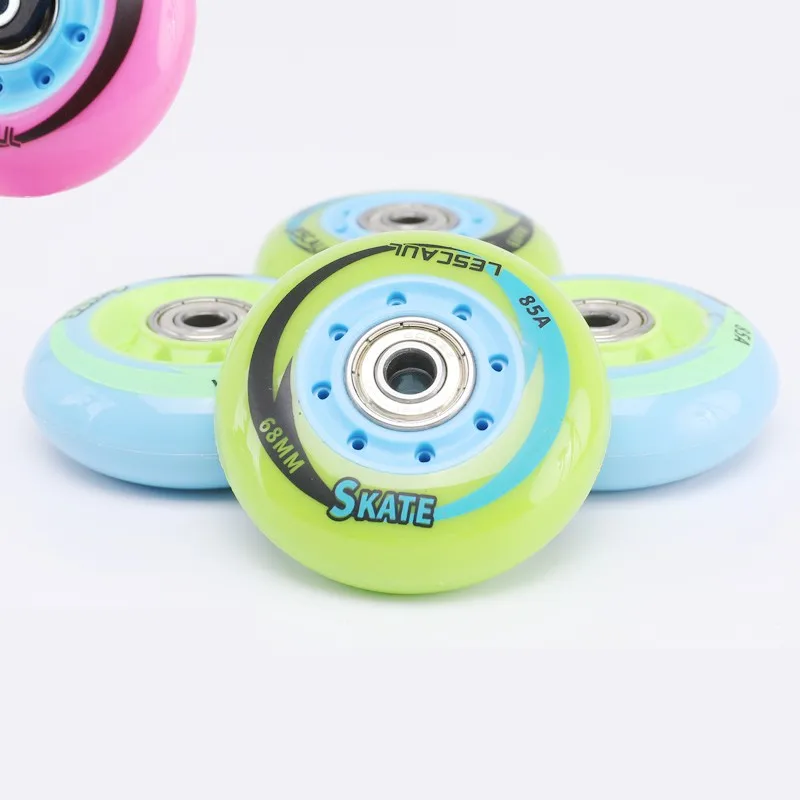 Original LESCAUL Kids Roller Skates Wheel with 85A Elastic Durable PU Inline Skating Rodas 64mm 68mm 70mm 72mm 8mm 608 Bearing