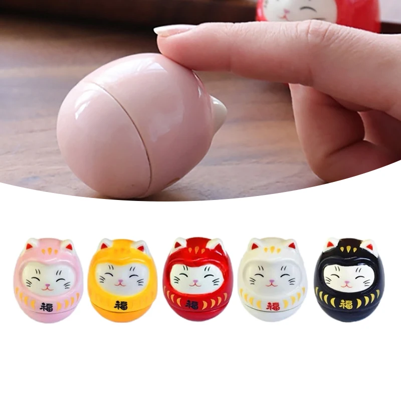 Ceramic Daruma Statue Daruma Tumbler Crafts Japanese Style Lucky Cat Fortune Ornament Landscape Home Decor Accessories Gifts