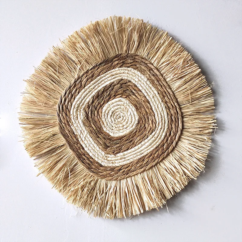 Raffia Hand-woven Hanging Decorations Entrance Wall Decorations B&B Background Wall Hanging Decorations Wabi-sabi Style