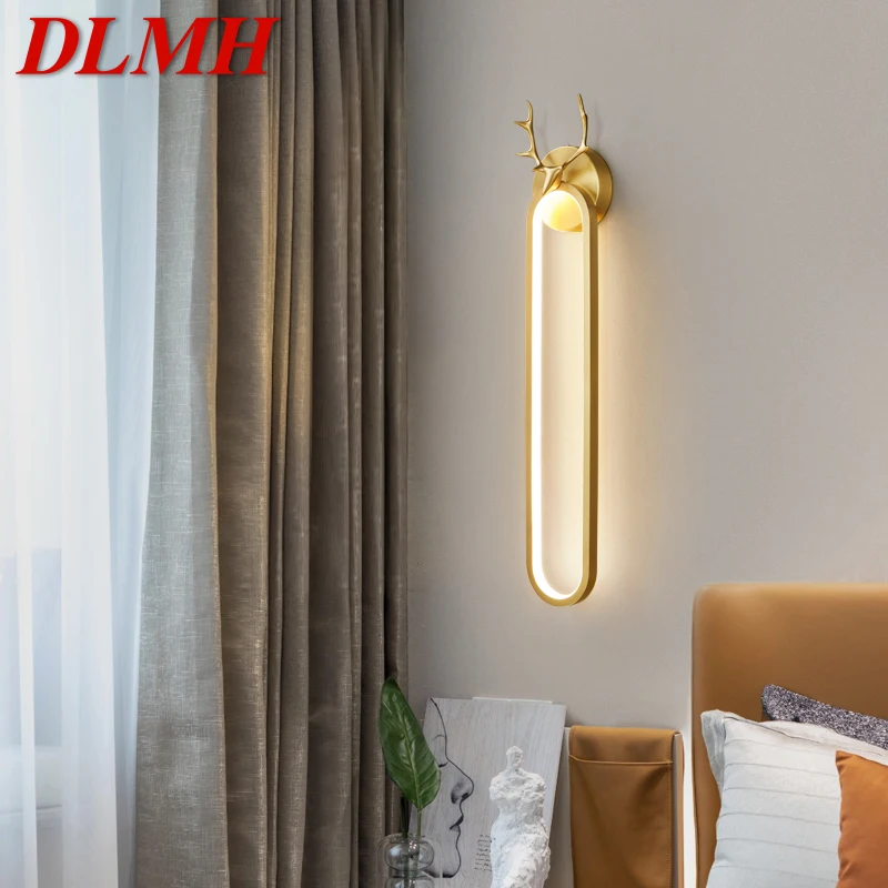 

DLMH Contemporary Gold Brass Wall Lamp LED 3 Colors Simply Copper Creative Indoor Wall Light for Home Bed Living Room