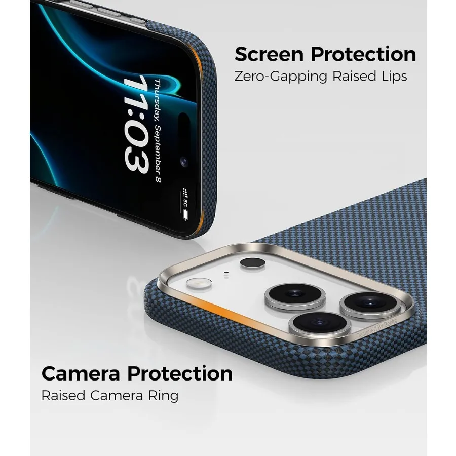 Custodia minimalista ultra sottile e leggera per iPhone 17 Pro Max con compatibilità Magsafe con Dupont Kevlar 1000D Arami