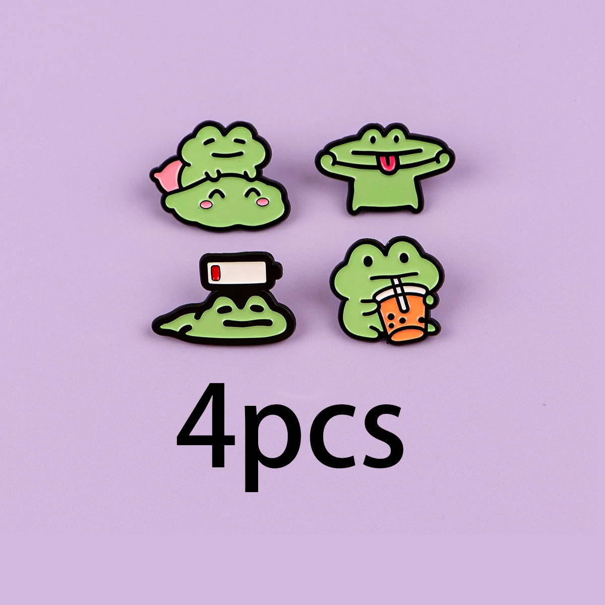 4 Stück niedliche Emaille-Anstecknadeln mit Cartoon-Frosch-Motiv für Mantel, Damenbroschen, modische Reversabzeichen, Schmuck, Geschenk für Freunde