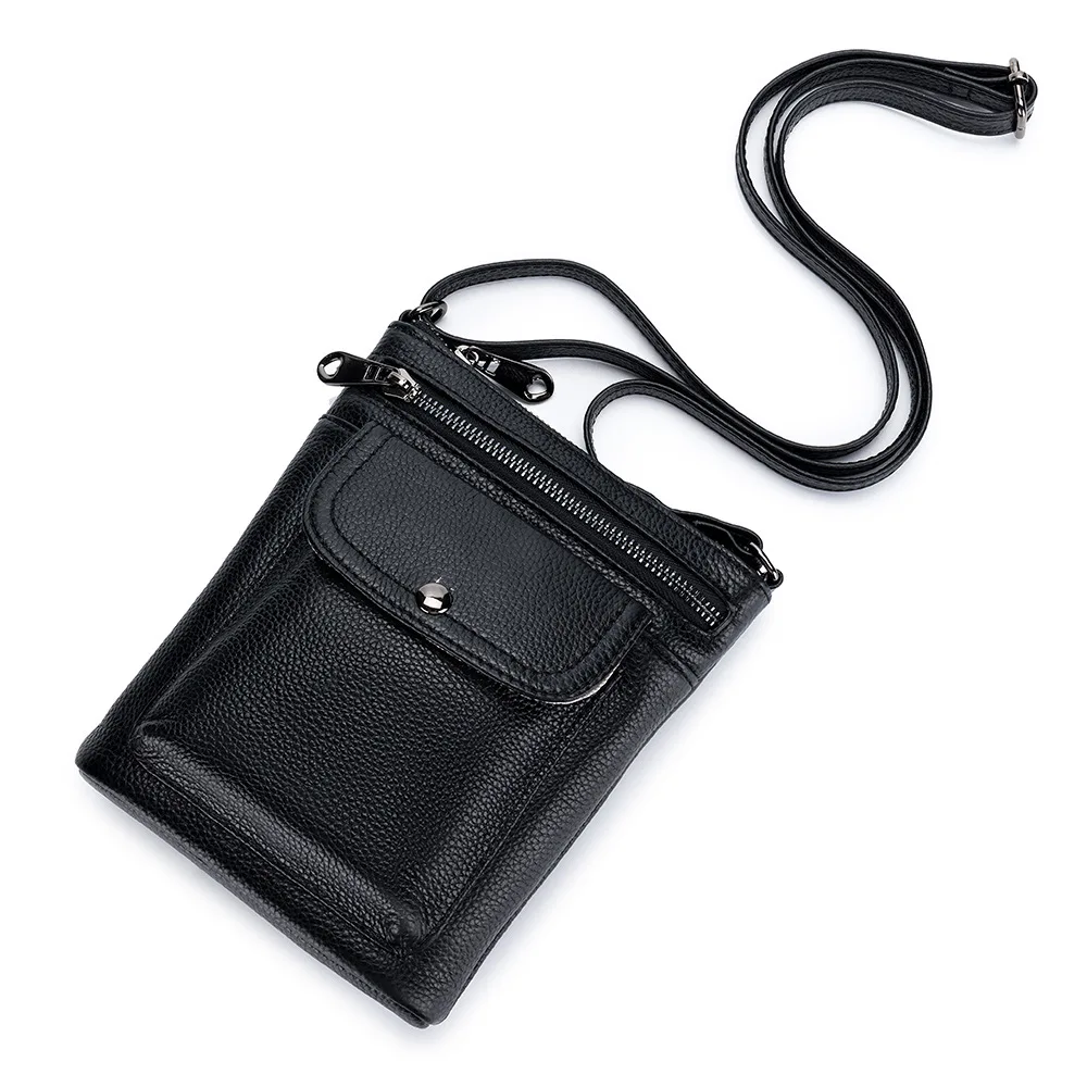 Echt Lederen Hoge Capaciteit Telefoontas Voor Dames, Eenvoudige Crossbody Portemonnee, Modieuze Dames Kleine Schoudertas