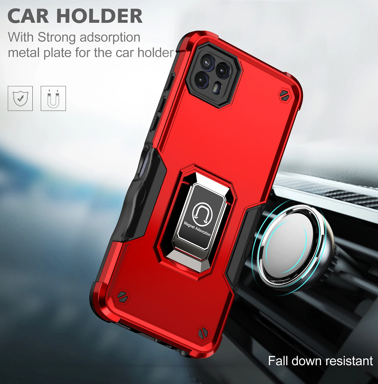 Luxury Case for Motorola Moto G50 5G Car Magnetic Ring Holder Armor Shockproof Soft Edges Hard Phone Cover MotorolaG50 MotoG50