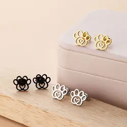 2024 new fashion stainless steel hollow footprint earrings personality creative all matching earrings female anniversary small g
