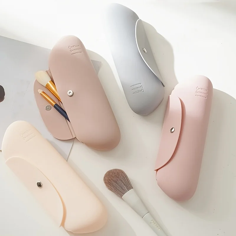 Silicone Travel Makeup Brush Holder, Anti-fall Out Portable Cosmetic Face Brushes Holder, Soft and Sleek Makeup Tools Organizer