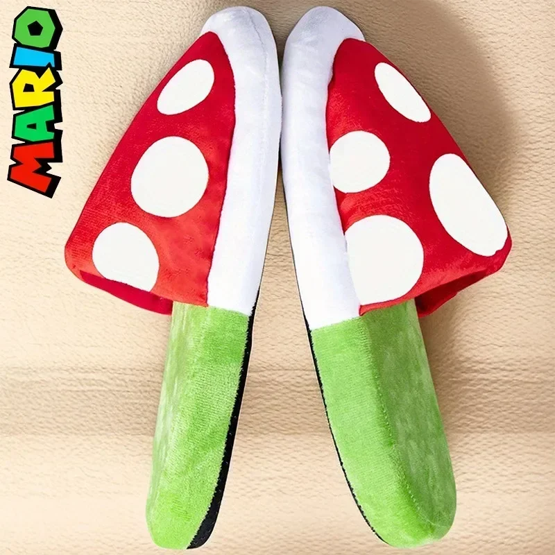 Super Mario Plush Slippers Piranha Plant Winter Anime Game Creative Soft Indoor Thickened Men Women Cartoon Cute Warm Slippers