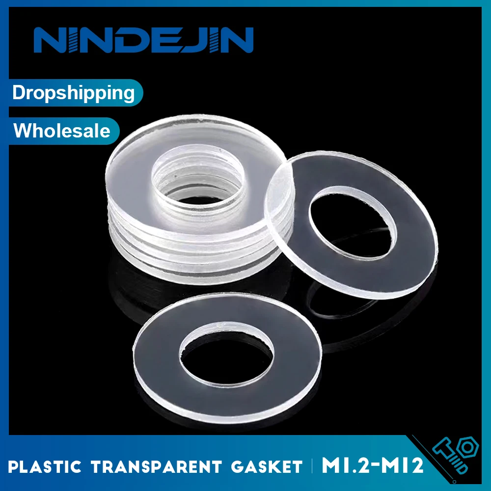 

Nylon Clear Flat Washer 1.2mm-12mm Transparent Gasket Sealing Washer PVC Plastic Washer Spacer for Shower Door Handle Water Pipe