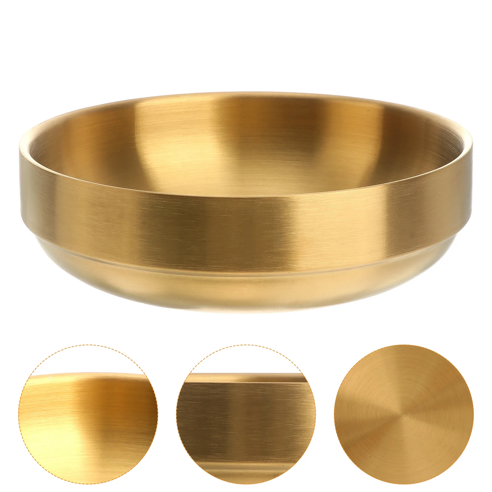 

19 Cm Large Serving Bowls Fruit Double Insulated Hand-Pulled Noodle Golden Household Utensils Toddler