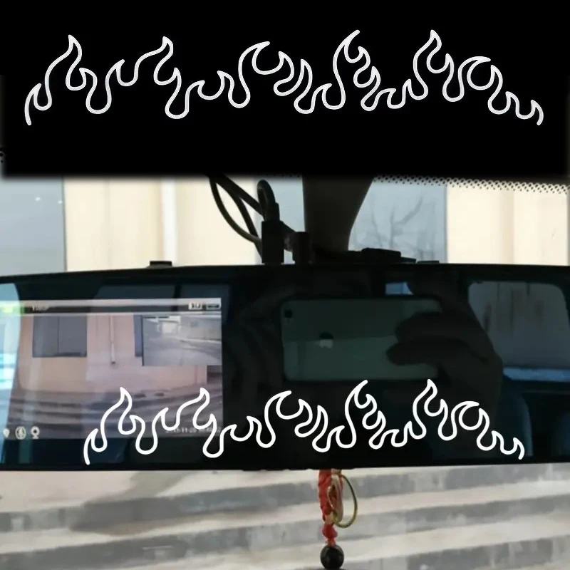 

1PC Auto Rearview Mirror Sticker: White Flame Design for Decoration For Car Motorcycle Bicycle Moto Laptop Dashboard Mirror