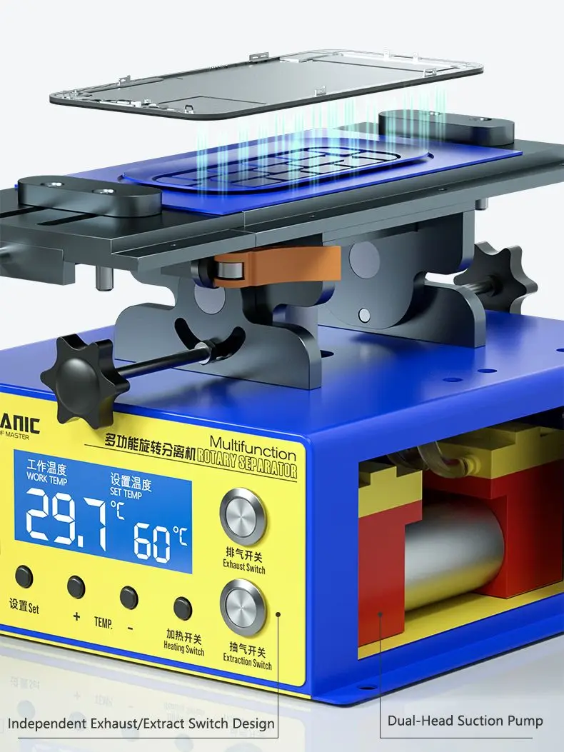 MECHANIC Platform Pemisah Putar 361 UITRA 14 Inci, Pemanasan, Penghilang Bingkai Degumming