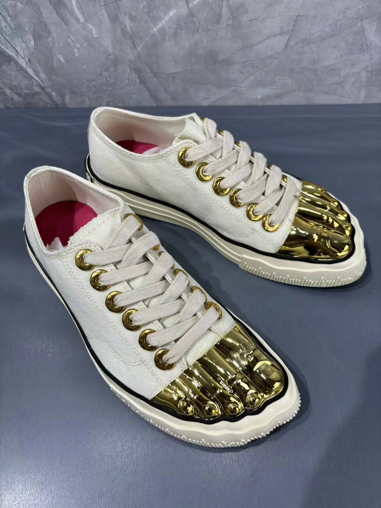 White Patchwork Women Shoes Round Head Five Toes Sneakers Cover Heel Girls Flats Spring Lace-up Zapatos Mujer view 2