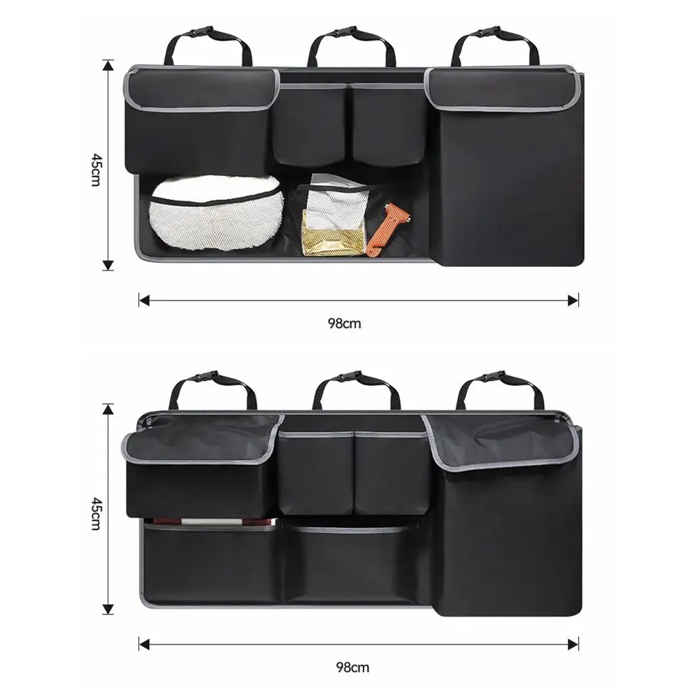 حقيبة تخزين صندوق السيارة بجيوب متعددة، سعة عالية وقابلة للتعديل للمقعد الخلفي، منظم تعليق من قماش أكسفورد لتوفير المساحة #6