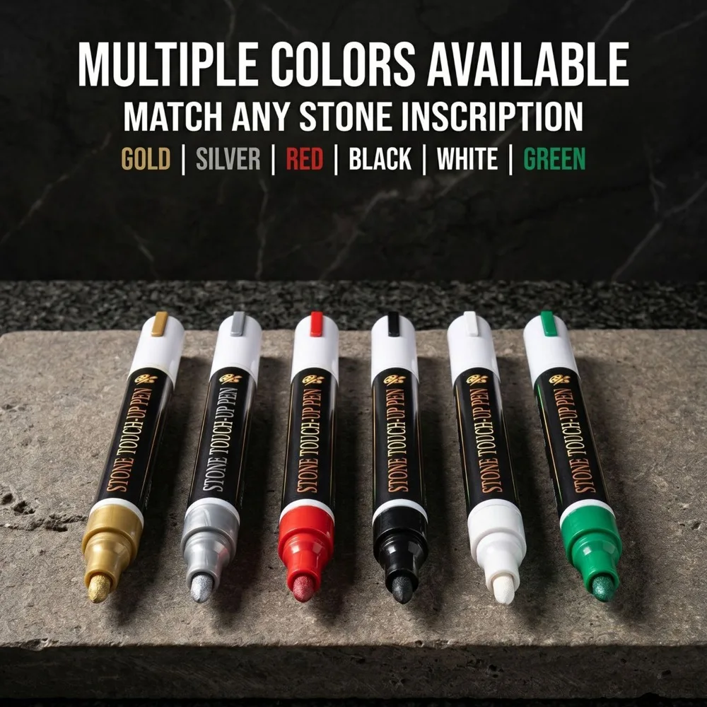 3mm Tip Stone Repair Pen Large Capacity Permanent Tombstone Paint Marker Waterproof Granite Marker Pen Cemetery Maintenance