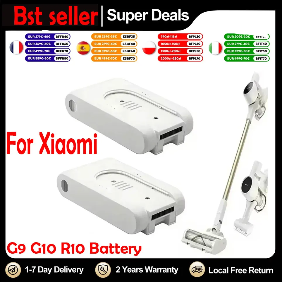 Original 25,2V 5000mAh Wiederaufladbarer Lithium-Ionen-Akku für Xiaomi Mijia Dreame G9 G10 R10 Kabelloser Staubsauger