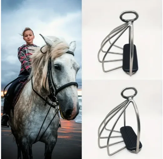 ركاب سلامة الحصان من الفولاذ المقاوم للصدأ، معالجة مطاطية مضادة للانزلاق #3