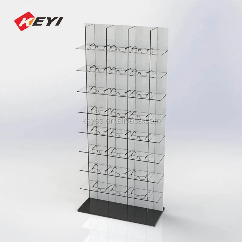 personalizzato. Espositore per occhiali da sole in acrilico da pavimento Espositore per occhiali in acrilico Espositore per negozio ottico con armadio di stoccaggio