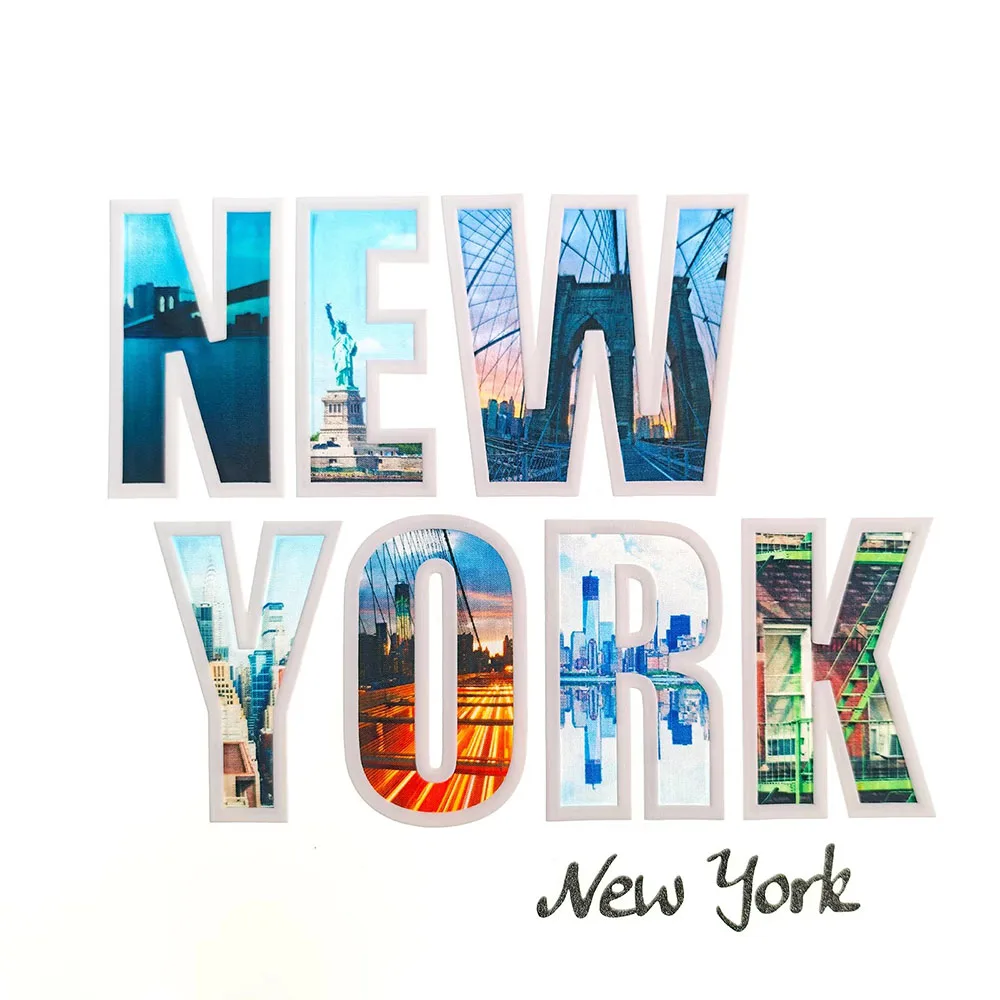 

2 PCS T Shirt Printing Label Paris Vinyl Heat Transfer Clothing Bags Pillow Iron On New York Patches
