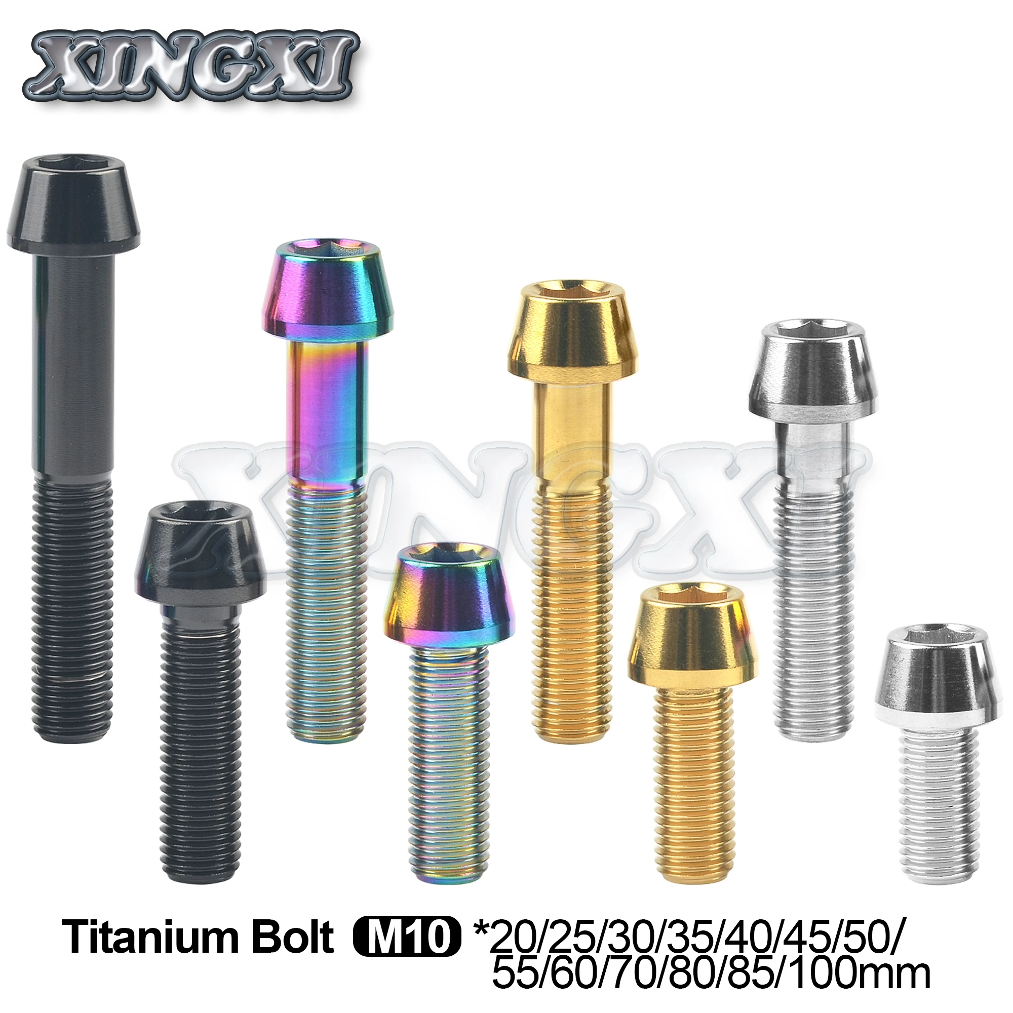 Xingxi Titanium Bolts GR5 M10x20-100mm Pitch1.25/1.5mm Motorcycle Brake Caliper Screw Modification Parts 1 Pcs