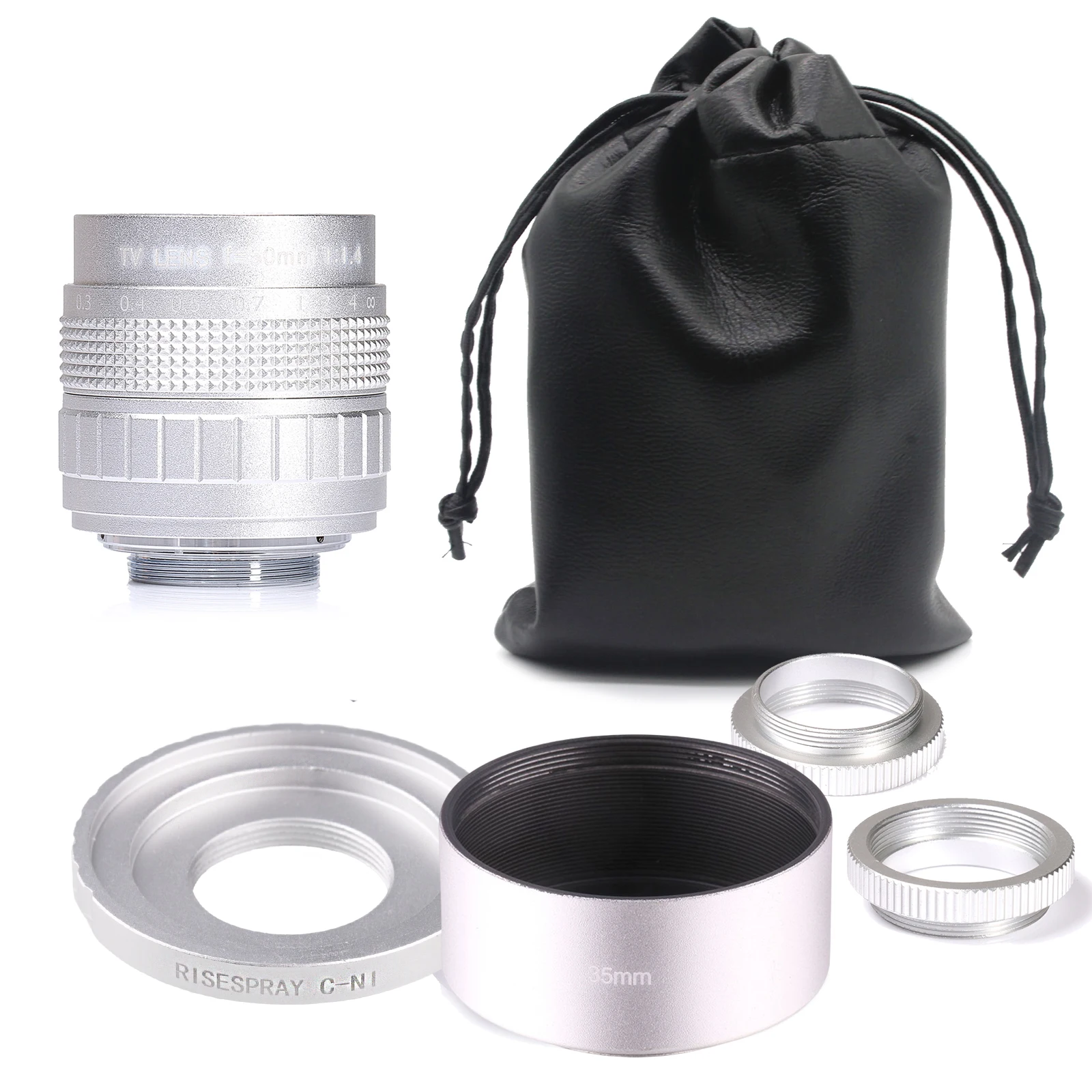 

Silver 50mm F1.4 CCTV TV camera lens + C-N1 + lens hood for NIKON1 Mirroless Camera J1/J2/J3/J4/J5