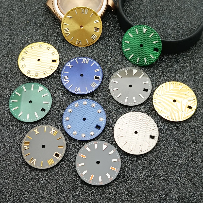 ملحقات قرص الساعة 28.5 ملم قرص مضيء بتقويم عالي الجودة لقطع غيار ساعة الحركة NH35NH36