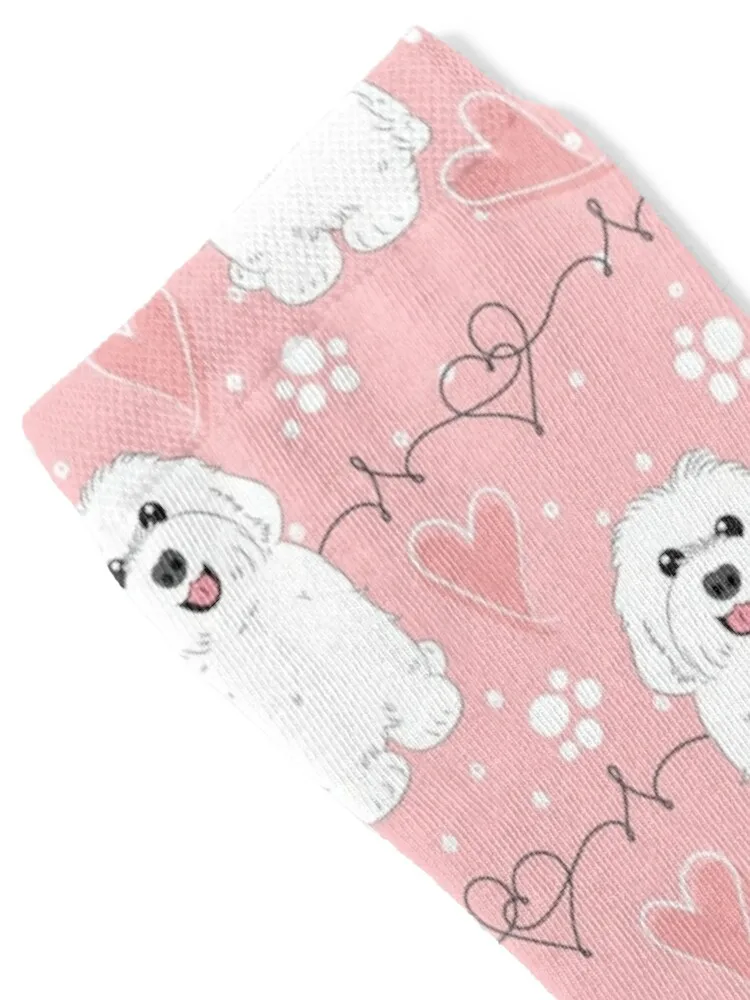 LOVE White Havanese Dog Socks hip hop winter thermal Stockings man Climbing Socks Man Women's