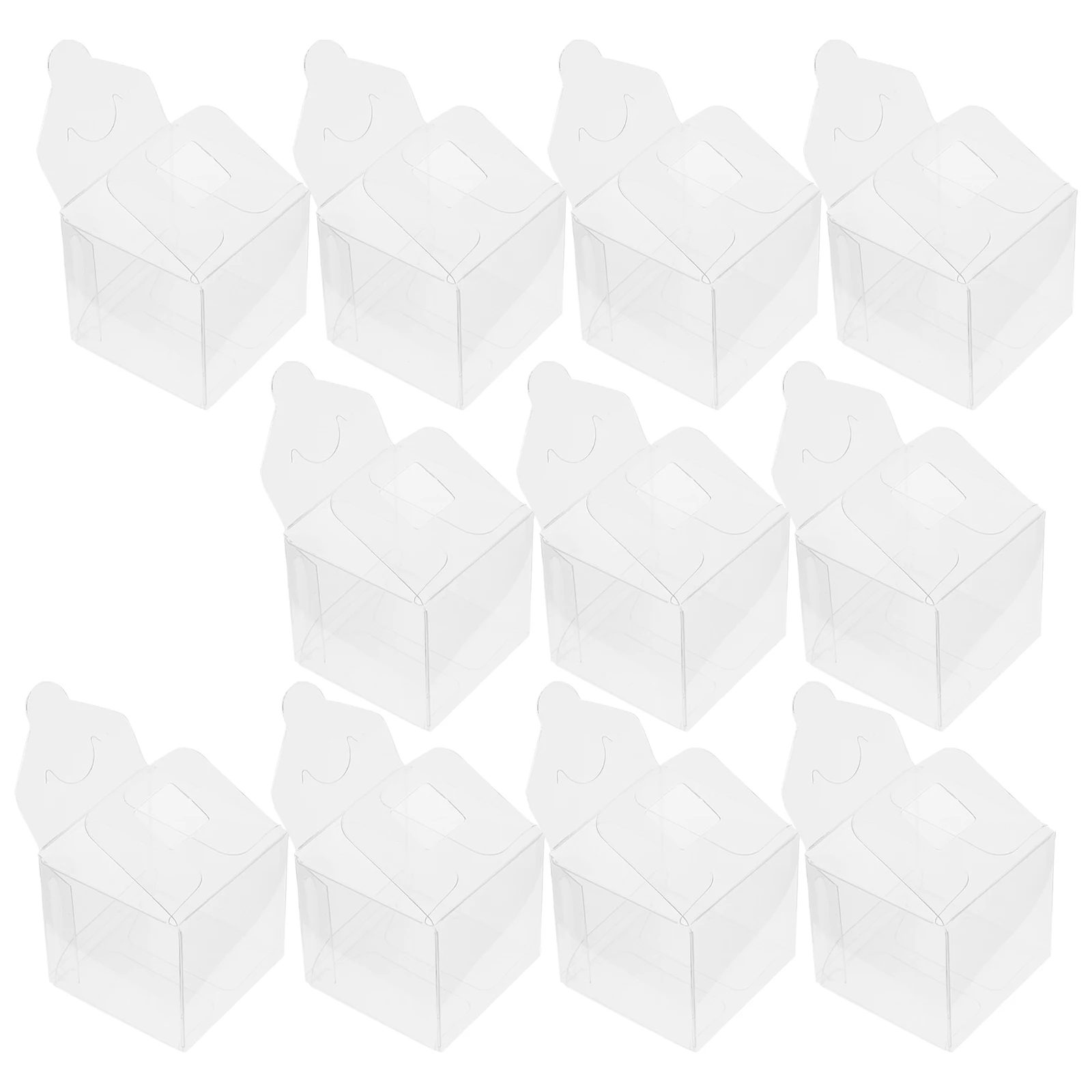 

10 Pcs Clear Plastic Packaging Boxes Transparent Square Candy Favor Wedding Party Gifts Bulk PVC Treat Containers Sugar Box
