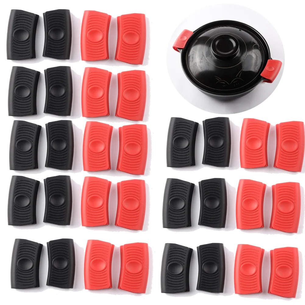 

20-2pc Silicone Pan Handle Cover Heat Insulation Handle Holder Grip Sleeve Non-slip Steamer Pot Ear Clip Kitchen Cooking Gadget