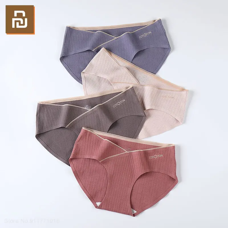 3pcs Youpin Mijia New Women Cotton Underwear Mulberry Silk Seamless Panties Women's Low Waist Breathable Briefs Large Size M-4XL