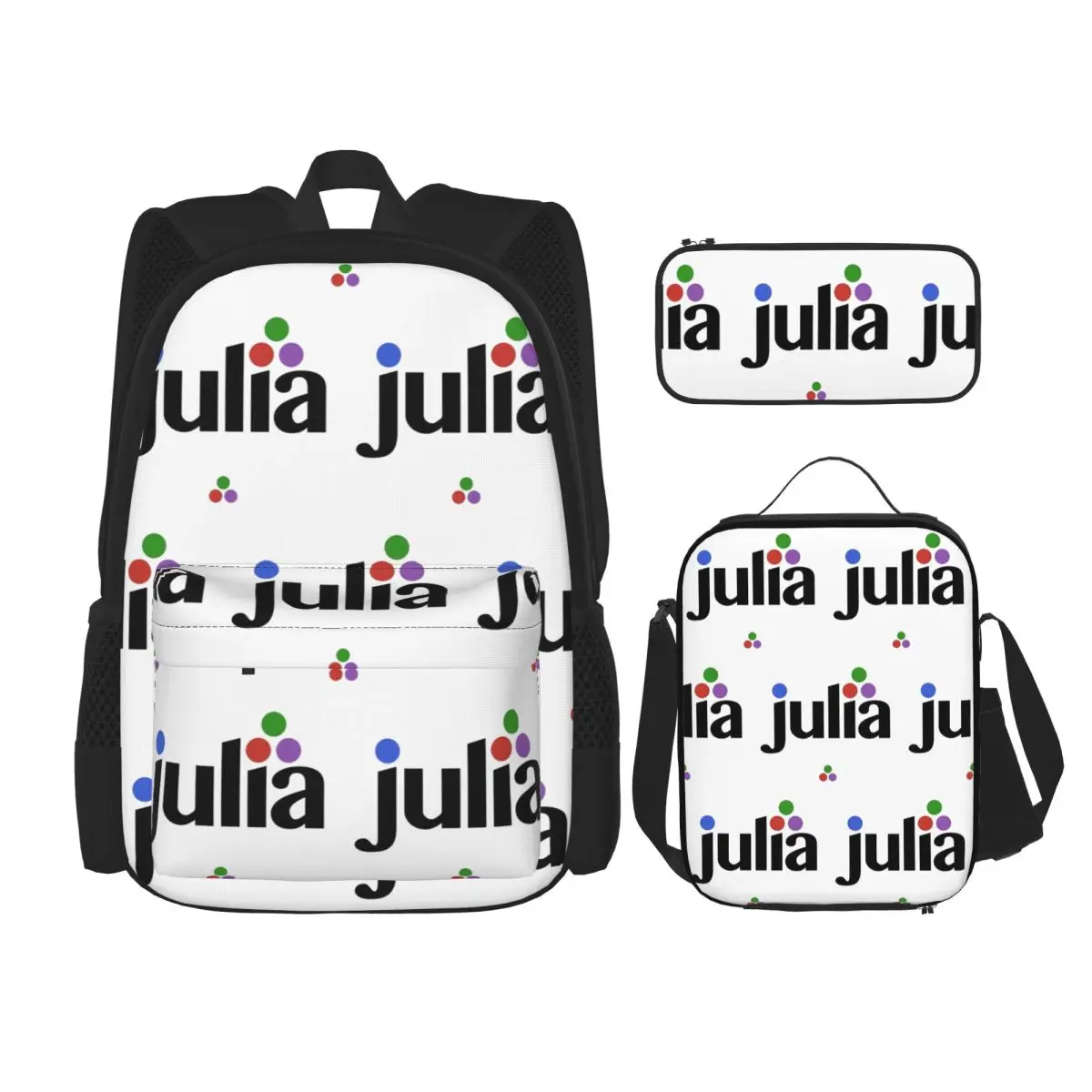 

Julia Hex Logo Backpacks Kids Bookbag School Bags Rucksack Lunch Bag Pen Bag Three-Piece Set