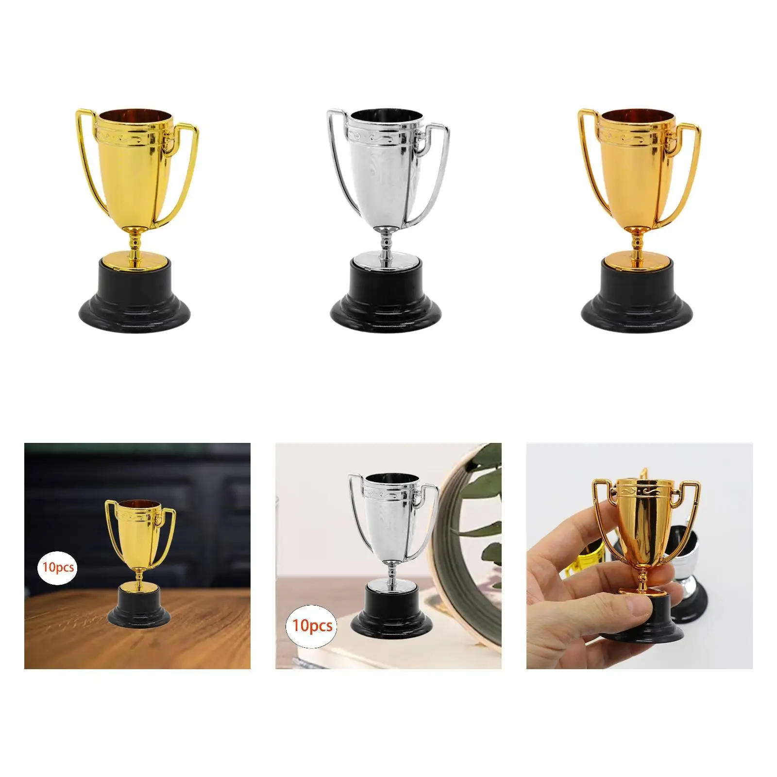10Pcs Mini Trophies Multipurpose Sturdy Kids and Adults Small Trophy for Party Favors Ceremony Winning Prizes School Award Props