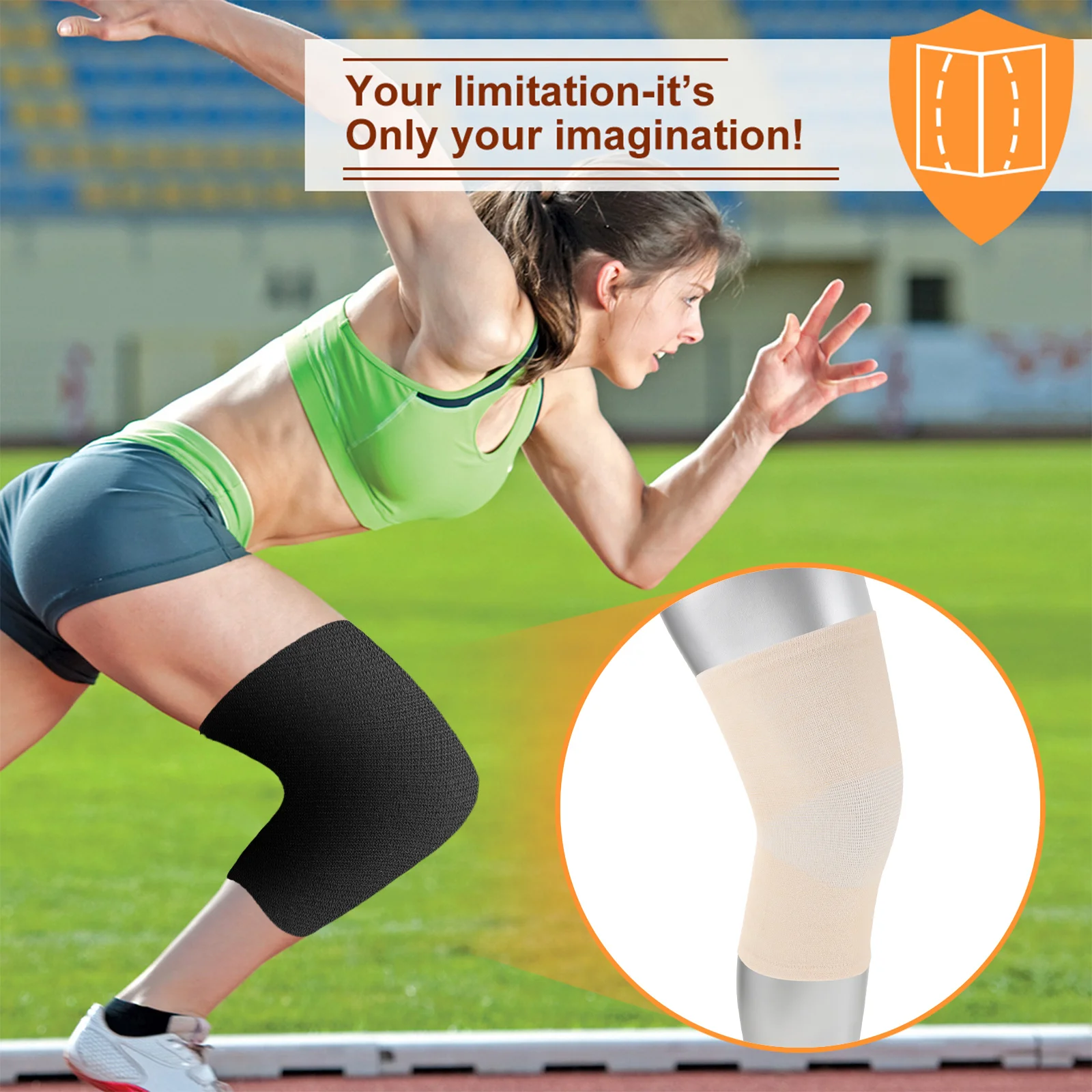 

2Pairs Knee Pads Thick Warm Breathable Elastic Fitness Supporting Sleeves Sports Protective Pads for Running Basketball Riding