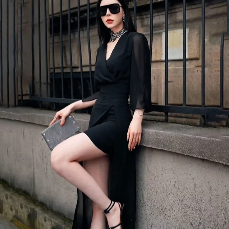 Midi Mini Woman Outfit Slit Skirt Short Sexy 2 Pieces Sets for Women Commuting Korea Summer Fashion 2024 Full New in The Same