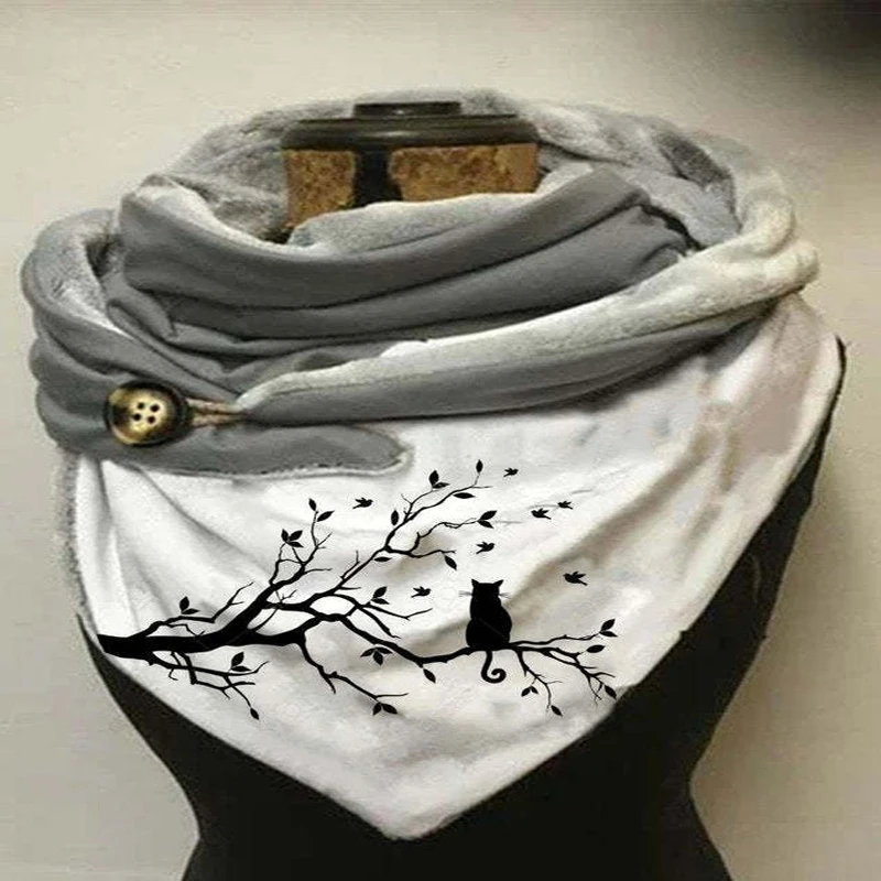 Foulard et châle en molleton chaud décontracté pour femmes, mignon, Animal avec boutons, imprimé en 3D