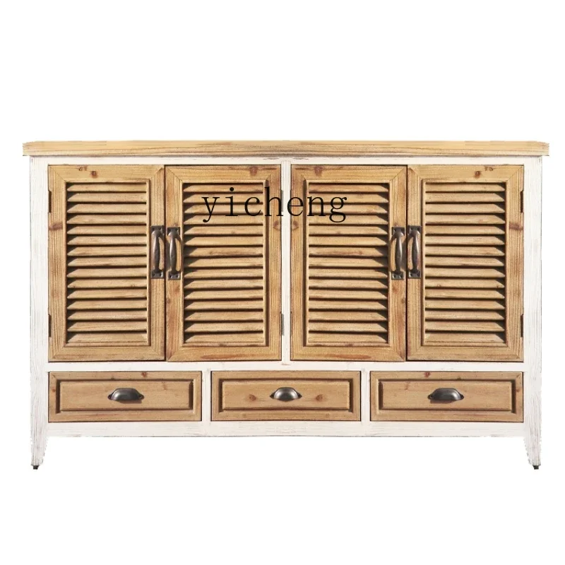 

ZC Solid Wood Multi-Layer Shoe Cabinet Sideboard Cabinet Multi-Functional Blinds with Drawers Storage Organizer High Cabinet