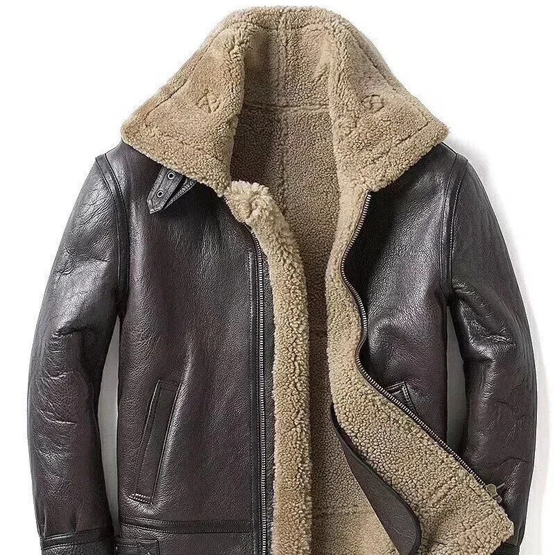 Coat 2024 Winter Men's Nature Fur Original Sheepskin Genuine Leather Jacket Motorcycle Suit Thick Real Jackets