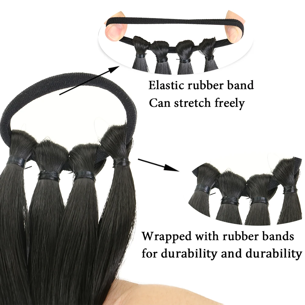 Extensiones de cola de caballo para mujer, trenzas de boxeo sintéticas, cuerda de pelo de cola de caballo, fibra de alta temperatura, negro, marrón, bricolaje