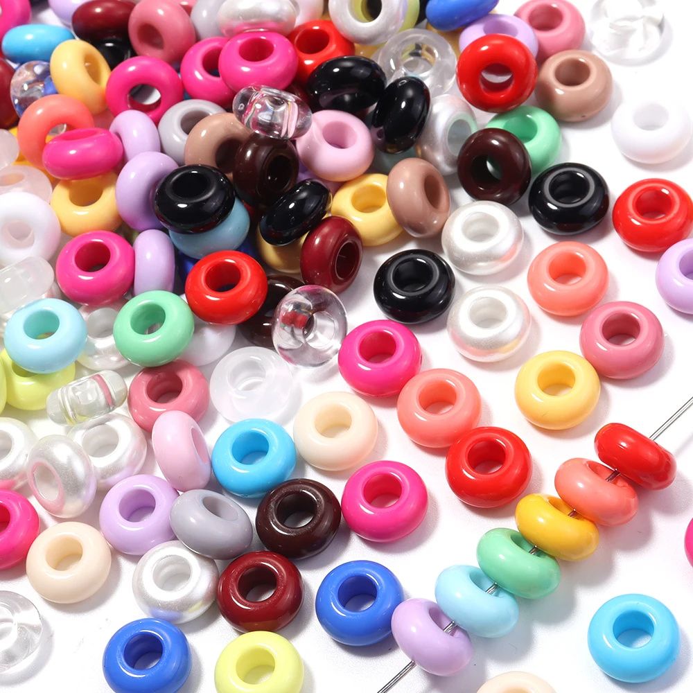 50 Stück/Set, gemischte Farben, matte Acryl-Abstandsperlen, große Lochperlen, Rad- und Abakusperlen für die Schmuckherstellung, DIY-Armband- und Halskettenzubehör – Detail 8